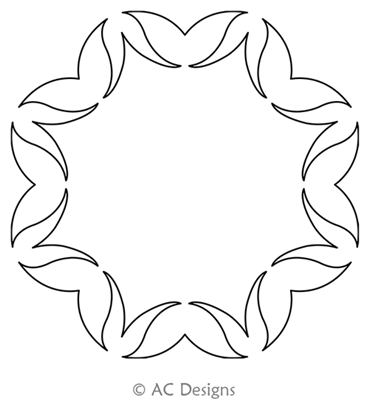 Star Leaf Wreath by AC Designs. This image demonstrates how this computerized pattern will stitch out once loaded on your robotic quilting system. A full page pdf is included with the design download.