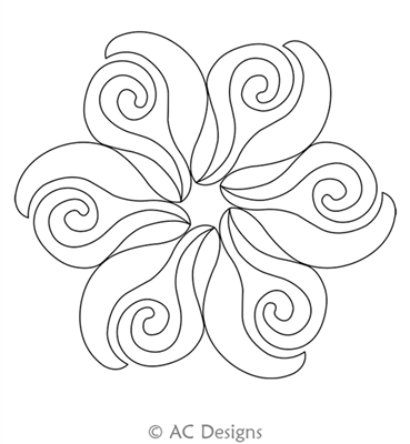 Swirl Leaf Curl Array by AC Designs. This image demonstrates how this computerized pattern will stitch out once loaded on your robotic quilting system. A full page pdf is included with the design download.