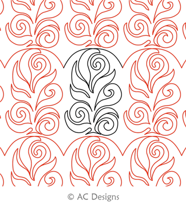 Swirl Leaf Panto by AC Designs. This image demonstrates how this computerized pattern will stitch out once loaded on your robotic quilting system. A full page pdf is included with the design download.