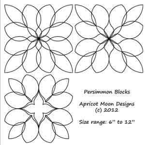 Digital Quilting Design Persimmon Blocks1-3 Set by Apricot Moon.