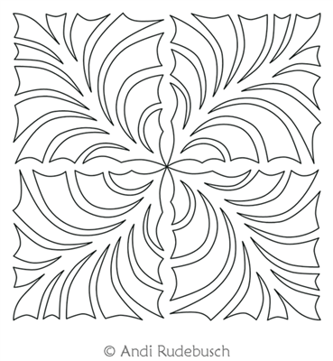 Digital Quilting Design Fantasy Fronds Block 3 by Andi Rudebusch.