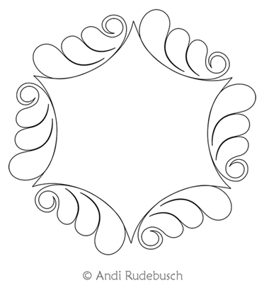 Digital Quilting Design Feather Curl Wreath 2 by Andi Rudebusch.
