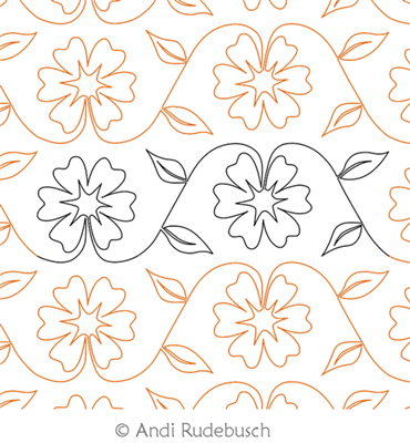 Digital Quilting Design Flower Vine by Andi Rudebusch.