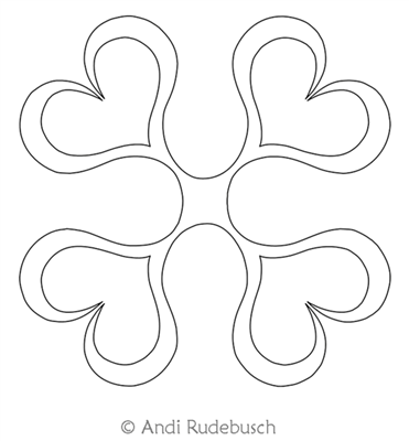 Digital Quilting Design Ribbon Heart Block 2 by Andi Rudebusch.