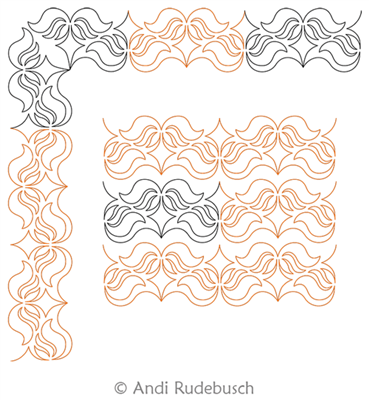 Fireweed Panto or Border by Andi Rudebusch. This image demonstrates how this computerized pattern will stitch out once loaded on your robotic quilting system. A full page pdf is included with the design download.