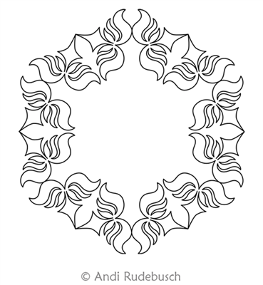 Fireweed Wreath 2 by Andi Rudebusch. This image demonstrates how this computerized pattern will stitch out once loaded on your robotic quilting system. A full page pdf is included with the design download.