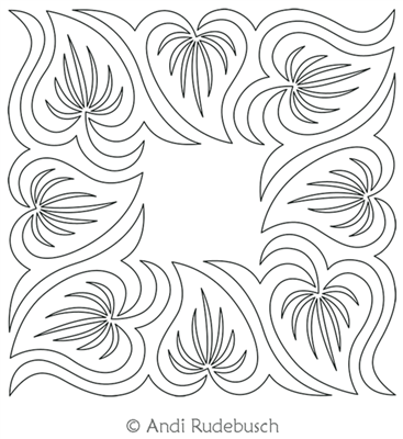 Hostas Block 2 by Andi Rudebusch. This image demonstrates how this computerized pattern will stitch out once loaded on your robotic quilting system. A full page pdf is included with the design download.