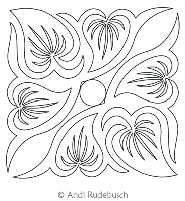 Hostas Block 8 by Andi Rudebusch. This image demonstrates how this computerized pattern will stitch out once loaded on your robotic quilting system. A full page pdf is included with the design download.