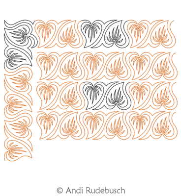 Hostas Border and Corner by Andi Rudebusch. This image demonstrates how this computerized pattern will stitch out once loaded on your robotic quilting system. A full page pdf is included with the design download.