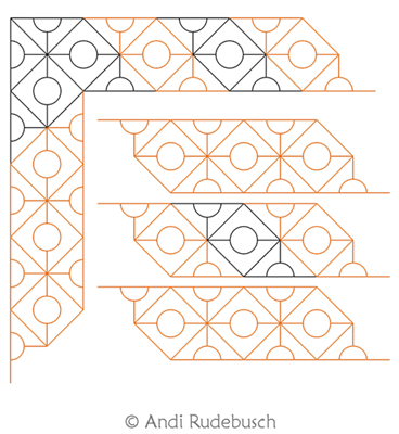 Othello Border and Corner by Andi Rudebusch. This image demonstrates how this computerized pattern will stitch out once loaded on your robotic quilting system. A full page pdf is included with the design download.