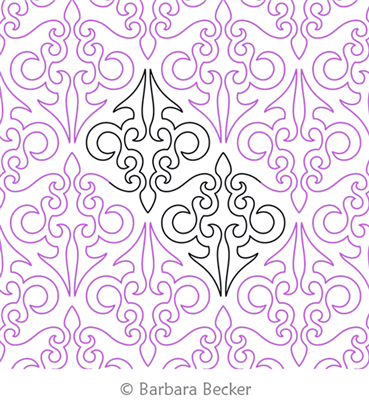 Filigree by Barbara Becker. This image demonstrates how this computerized pattern will stitch out once loaded on your robotic quilting system. A full page pdf is included with the design download.
