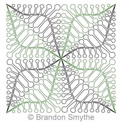 Digital Quilting Design Bubble Tip Fern Continuous Triangle by Brandon Smythe.