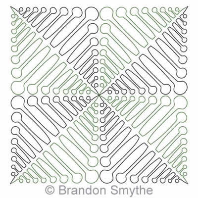 Digital Quilting Design Bubble Tip Fern Continuous Triangle 2 by Brandon Smythe.