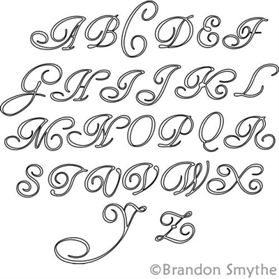 Digital Quilting Design Old Script Alphabet Uppercase by Brandon Smythe.