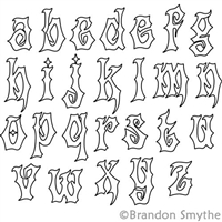 Digital Quilting Design Spooky Alphabet Lowercase by Brandon Smythe.