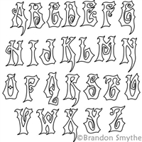 Digital Quilting Design Spooky Alphabet Uppercase by Brandon Smythe.