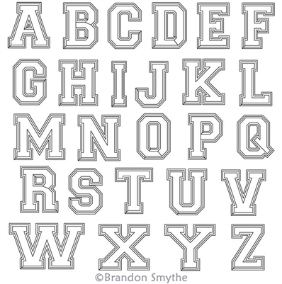Digital Quilting Design Varsity Letters Alphabet by Brandon Smythe.
