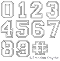 Digital Quilting Design Varsity Numbers Set by Brandon Smythe.