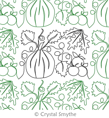 Digital Quilting Design Autumn Scene by Crystal Smythe.