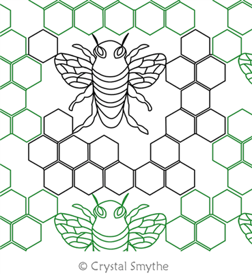 Digital Quilting Design Bee With Honeycomb by Crystal Smythe.