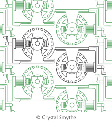 Digital Quilting Design DaVinci Gears Panto by Crystal Smythe.