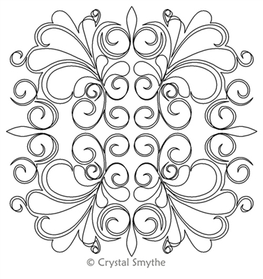 Digital Quilting Design Emerald Isle Feather Block 2 by Crystal Smythe.