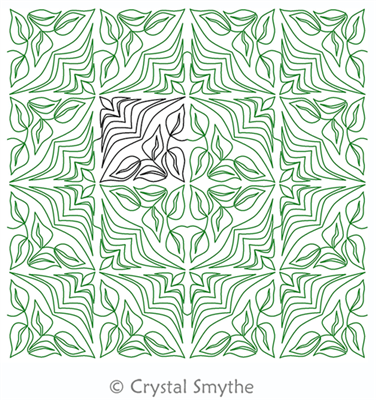 Digital Quilting Design HST Log Cabin Leaves by Crystal Smythe.