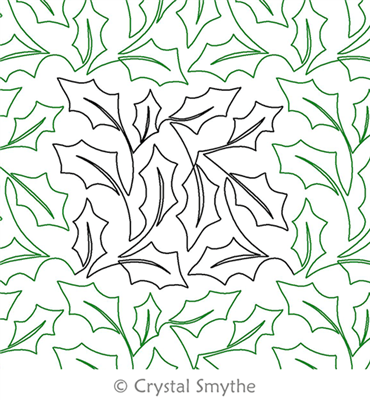 Digital Quilting Design Holly Leaves by Crystal Smythe.