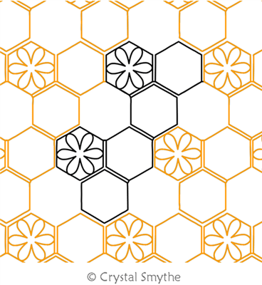 Digital Quilting Design Honeycomb Posey by Crystal Smythe.