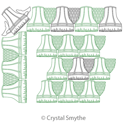 Digital Quilting Design Lampshade and Fishnets Border with Corner by Crystal Smythe.