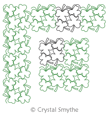 Digital Quilting Design Lucky Shamrocks Panto or Border by Crystal Smythe.