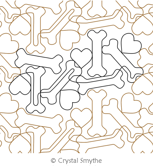 Pal O' Mine by Crystal Smythe. This image demonstrates how this computerized pattern will stitch out once loaded on your robotic quilting system. A full page pdf is included with the design download.