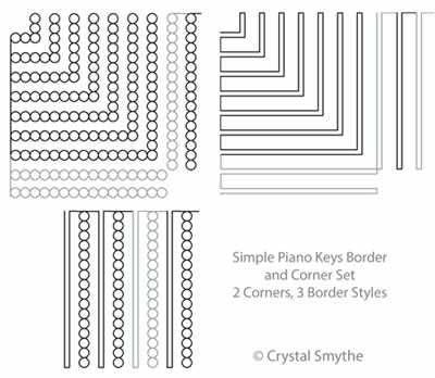 Digital Quilting Design Simple Piano Keys Set by Crystal Smythe.
