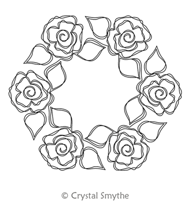 Digital Quilting Design Rosie Posie Wreath by Crystal Smythe.
