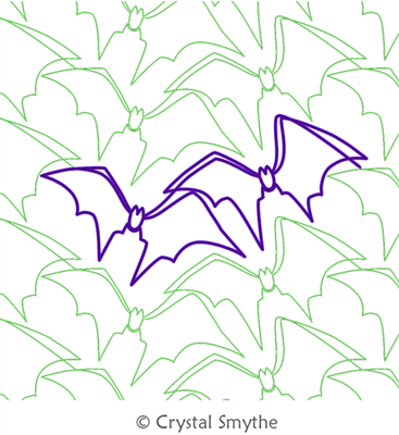 Digital Quilting Design Scattered Bats by Crystal Smythe.