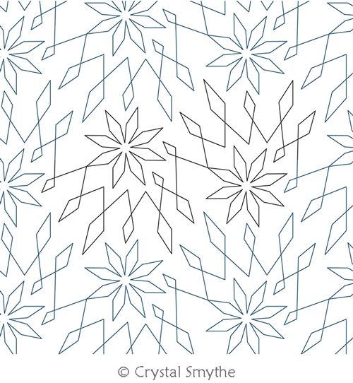 Snowglass by Crystal Smythe. This image demonstrates how this computerized pattern will stitch out once loaded on your robotic quilting system. A full page pdf is included with the design download.