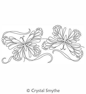 Digital Quilting Design Spring Butterfly Border Corner 3 by Crystal Smythe.