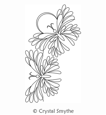 Digital Quilting Design Spring Butterfly Border Corner 1 by Crystal Smythe.