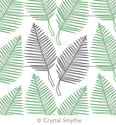 Digital Quilting Design String Art Leaves by Crystal Smythe.