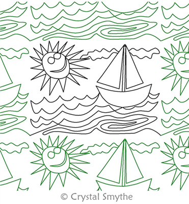 Digital Quilting Design Summer Scene by Crystal Smythe.