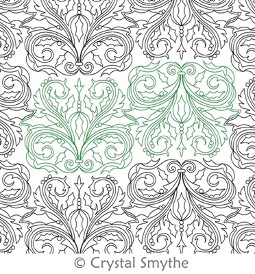 Digital Quilting Design Winter Damask Panto by Crystal Smythe.