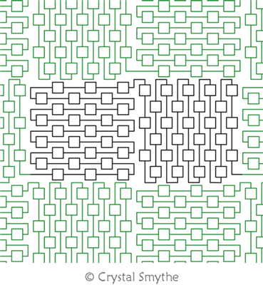 Back and Forth Squares 1 by Crystal Smythe. This image demonstrates how this computerized pattern will stitch out once loaded on your robotic quilting system. A full page pdf is included with the design download.