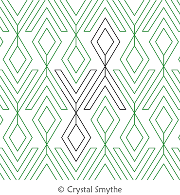 Double Diamond Echo by Crystal Smythe. This image demonstrates how this computerized pattern will stitch out once loaded on your robotic quilting system. A full page pdf is included with the design download.