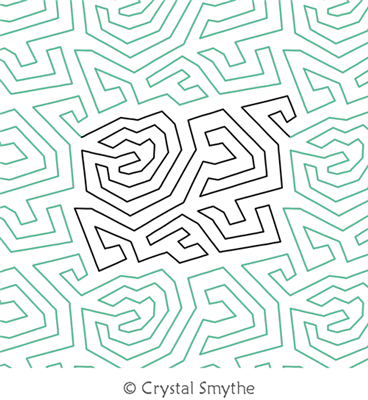 Jagged Maze by Crystal Smythe. This image demonstrates how this computerized pattern will stitch out once loaded on your robotic quilting system. A full page pdf is included with the design download.