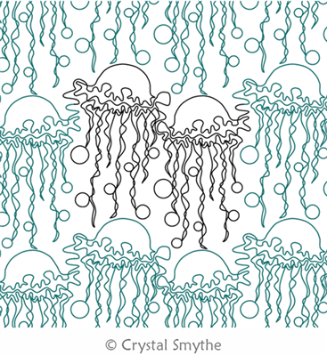 Jellyfish by Crystal Smythe. This image demonstrates how this computerized pattern will stitch out once loaded on your robotic quilting system. A full page pdf is included with the design download.