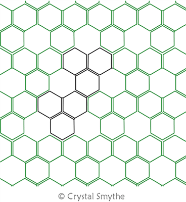 Just Honeycomb by Crystal Smythe. This image demonstrates how this computerized pattern will stitch out once loaded on your robotic quilting system. A full page pdf is included with the design download.