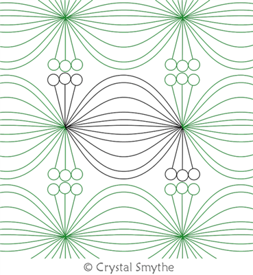 Onion Sprouts by Crystal Smythe. This image demonstrates how this computerized pattern will stitch out once loaded on your robotic quilting system. A full page pdf is included with the design download.