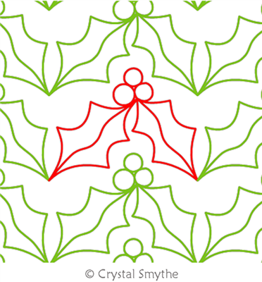Simple Holly by Crystal Smythe. This image demonstrates how this computerized pattern will stitch out once loaded on your robotic quilting system. A full page pdf is included with the design download.