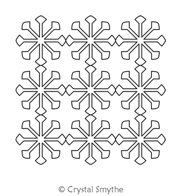 SpiroFlake Block 1 by Crystal Smythe. This image demonstrates how this computerized pattern will stitch out once loaded on your robotic quilting system. A full page pdf is included with the design download.