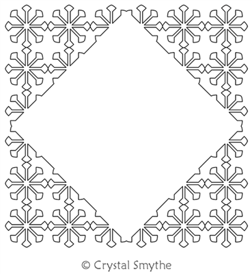 SpiroFlake Frame by Crystal Smythe. This image demonstrates how this computerized pattern will stitch out once loaded on your robotic quilting system. A full page pdf is included with the design download.